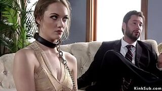 Brunette slut made watching bdsm anal sex