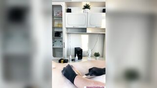 SugarNadya - Depilting a very large penis while erect, will he cum?