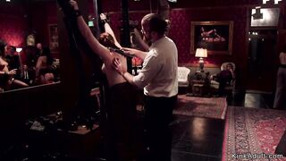 Submissive slaves at orgy bdsm party