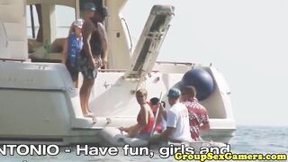 Gaming beach babes riding and sucking