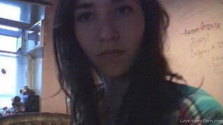 Natural beauty fingering her shaved cunt