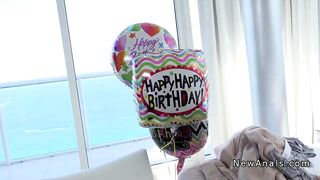 Latina gf anal surprised bf at his Bday