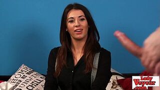 Elegant english voyeur talks to wanking loser