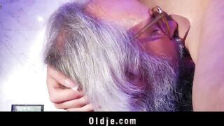 Young horny therapist hard fucking beard old man into the bathroom