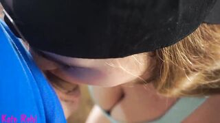 Juicy blowjob close-up, detailed cumshot on lips
