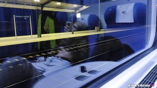 Masturbation on a public train. Tits and Orgasm!