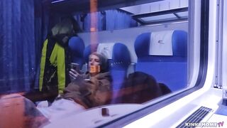 Masturbation on a public train. Tits and Orgasm!