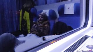 Masturbation on a public train. Tits and Orgasm!