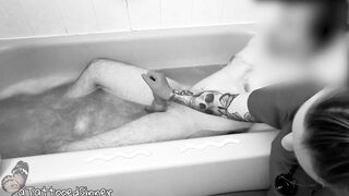 naughty nurse makes her patient cum during bath time