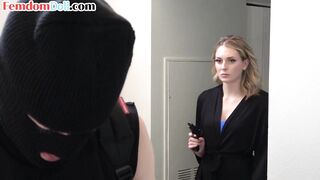Strapon mistress showing who is dominant to uninvited guest