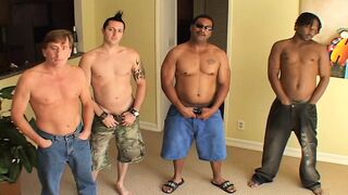 Teen gangbang with double penetration in the ass and the pussy, loves orgasm in the face