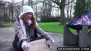 girl gets a waffle and a granddad dick for lunch