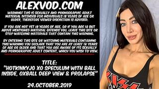 Hotkinkyjo XO speculum with ball inside, oxball deep view, fisting & prolapse