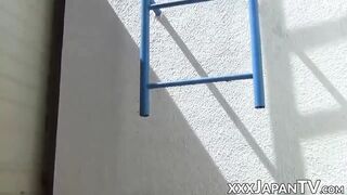 Japanese schoolgirl playing with herself in broad daylight