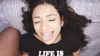 Facial and cum play in super slow motion