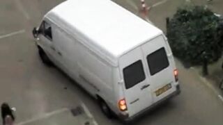 Young mate a milf get fucked against a wall in the street