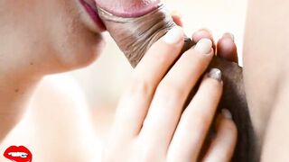 Throbbing oral creampie - close up