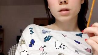 Pretty young girl flashing her tits