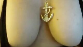 Amazing brunette MILF big tits naked masturbating playing with her pussy
