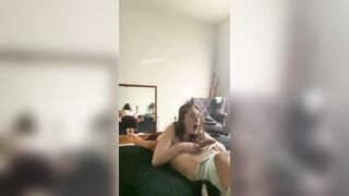 Babe with huge ass sucks and rides huge cock