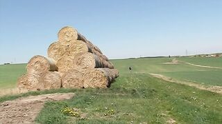 Young girl fucked by old farmer for smoking on a haystack