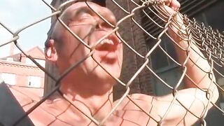 Outdoor BDSM whit cock jerking action