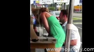 Couple having sex in a restaurant