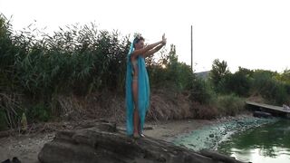 Dance on beach in evening light