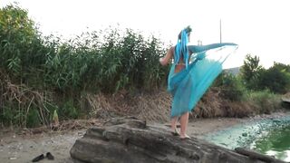Dance on beach in evening light