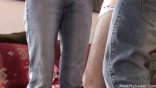 Old step mom and step dad seduce and bang their step son's GF