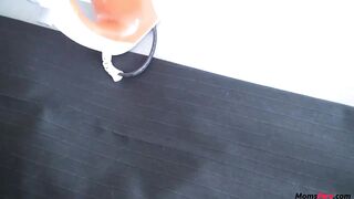 Blonde skinny stepmom blows stepson!