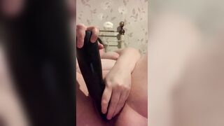 Fisting dildo learning to stretch and ruin pussy gape