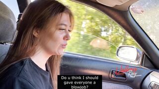Whore sucked in the car and cheated her boyfriend