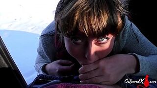 SLOPPY BLOWJOB AND CUM SWALLOW IN THE CAR