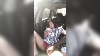 Cash plays with Layla in Car