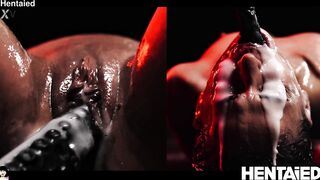 Cumflation - Tiny girl fucked by Tentacles and Explodes with cum