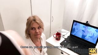 TUTOR4K. Instead of literature blond tutor enjoys hot sex with student