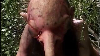 Blond chick with a big pussy outside hardcore slammed by dude with a long nose