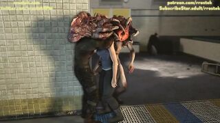Jill Valentine in Trouble 3D Monster porn animation
