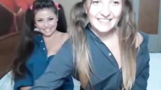 horny blonde sister flashing,masturbating, kissing and so on @ webcam