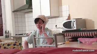 French step mom seduces young guy with her ass
