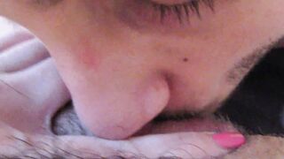Big clit licking and sucking until she cums hard hairy girlfriend huge orgasm in close up