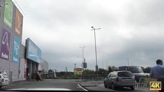 HUNT4K. Hunter pickups hot girl and her BF by the shopping