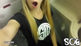 Blonde Public Masturbating Airplane Bathroom Real Amateur