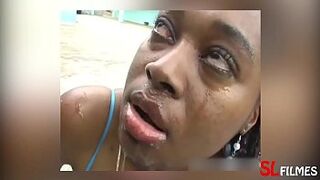 Black girl sucking on Ed j.'s dick