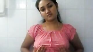 Mallu Desi Hot College girl pressing her boobs very hot mood