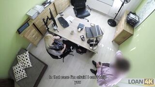 LOAN4K. Nice young lady gives a head and spreads legs in loan office