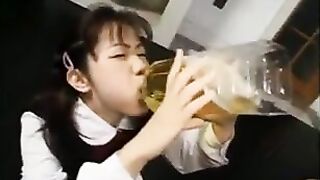 Asian girl fuck and drink piss