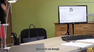 LOAN4K. Long-haired brunette Inga comes to a small loan comp