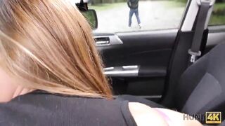 HUNT4K. Cuckold allows blonde girl touch strangers dick for